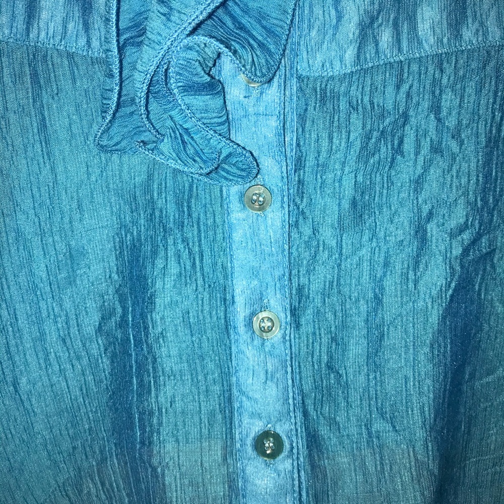 Coalition Ruffled Turquoise Top Size:Small - Picture 12 of 12
